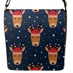 Cute Deer Heads Seamless Pattern Christmas Flap Closure Messenger Bag (s)