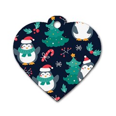 Colorful Funny Christmas Pattern Dog Tag Heart (one Side) by Vaneshart
