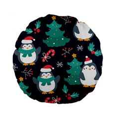 Colorful Funny Christmas Pattern Standard 15  Premium Flano Round Cushions by Vaneshart