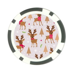 Christmas Seamless Pattern With Reindeer Poker Chip Card Guard by Vaneshart
