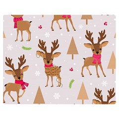 Christmas Seamless Pattern With Reindeer Double Sided Flano Blanket (medium)  by Vaneshart