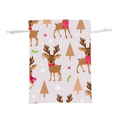 Christmas Seamless Pattern With Reindeer Lightweight Drawstring Pouch (l) by Vaneshart