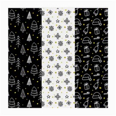 Black Golden Christmas Pattern Collection Medium Glasses Cloth (2 Sides) by Vaneshart