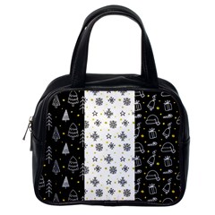 Black Golden Christmas Pattern Collection Classic Handbag (one Side) by Vaneshart