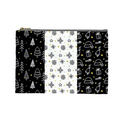 Black Golden Christmas Pattern Collection Cosmetic Bag (large) by Vaneshart