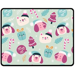 Pattern Funny Christmas Ho Ho Ho Double Sided Fleece Blanket (medium) 