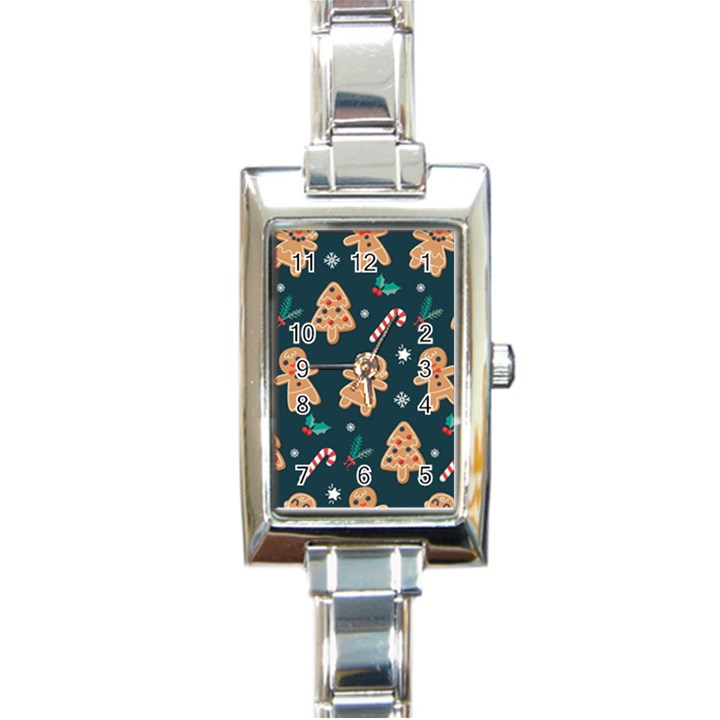 Colourful Funny Christmas Pattern Rectangle Italian Charm Watch