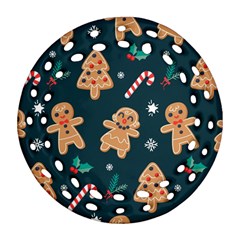 Colourful Funny Christmas Pattern Round Filigree Ornament (two Sides) by Vaneshart