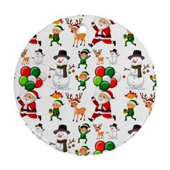 Seamless Pattern Christmas Round Ornament (two Sides) by Vaneshart