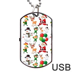 Seamless Pattern Christmas Dog Tag Usb Flash (one Side)