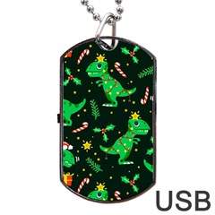 Christmas Funny Pattern Dinosaurs Dog Tag Usb Flash (one Side)