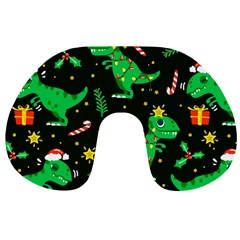 Christmas Funny Pattern Dinosaurs Travel Neck Pillow by Vaneshart