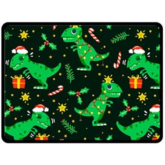 Christmas Funny Pattern Dinosaurs Double Sided Fleece Blanket (large) 