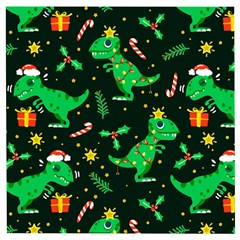 Christmas Funny Pattern Dinosaurs Wooden Puzzle Square by Vaneshart