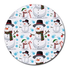 Christmas Snowman Seamless Pattern Round Mousepads