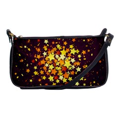 Colorful Confetti Stars Paper Particles Scattering Randomly Dark Background With Explosion Golden St Shoulder Clutch Bag by Vaneshart