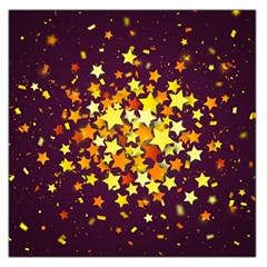 Colorful Confetti Stars Paper Particles Scattering Randomly Dark Background With Explosion Golden St Large Satin Scarf (square)