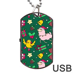 Funny Decoration Christmas Pattern Background Dog Tag Usb Flash (two Sides)