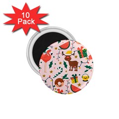 Colorful Funny Christmas Pattern Merry Xmas 1 75  Magnets (10 Pack) 