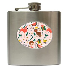 Colorful Funny Christmas Pattern Merry Xmas Hip Flask (6 Oz) by Vaneshart