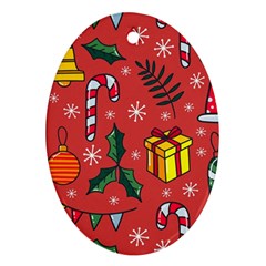 Colorful Funny Christmas Pattern Ornament (oval)