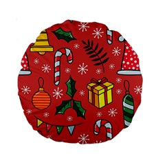 Colorful Funny Christmas Pattern Standard 15  Premium Round Cushions by Vaneshart