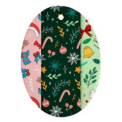 Hand Drawn Christmas Pattern Collection Oval Ornament (two Sides) by Vaneshart