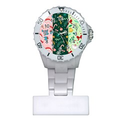 Hand Drawn Christmas Pattern Collection Plastic Nurses Watch