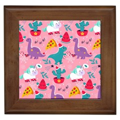 Colorful Funny Christmas Pattern Ho Ho Ho Framed Tile