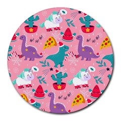 Colorful Funny Christmas Pattern Ho Ho Ho Round Mousepads