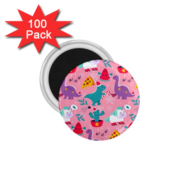 Colorful Funny Christmas Pattern Ho Ho Ho 1.75  Magnets (100 pack) 
