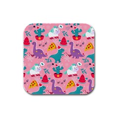 Colorful Funny Christmas Pattern Ho Ho Ho Rubber Square Coaster (4 pack) 