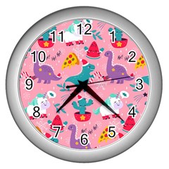 Colorful Funny Christmas Pattern Ho Ho Ho Wall Clock (Silver)