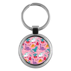 Colorful Funny Christmas Pattern Ho Ho Ho Key Chain (Round)