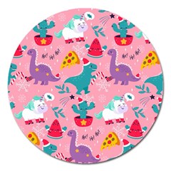 Colorful Funny Christmas Pattern Ho Ho Ho Magnet 5  (Round)