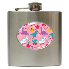 Colorful Funny Christmas Pattern Ho Ho Ho Hip Flask (6 oz)