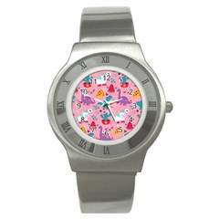 Colorful Funny Christmas Pattern Ho Ho Ho Stainless Steel Watch