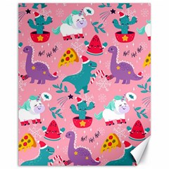 Colorful Funny Christmas Pattern Ho Ho Ho Canvas 11  x 14 