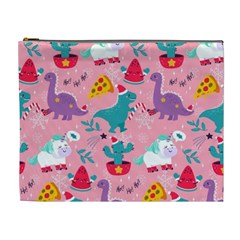 Colorful Funny Christmas Pattern Ho Ho Ho Cosmetic Bag (XL)