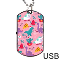 Colorful Funny Christmas Pattern Ho Ho Ho Dog Tag USB Flash (One Side)