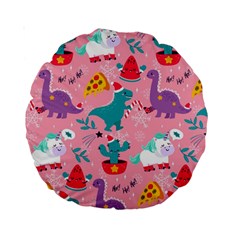 Colorful Funny Christmas Pattern Ho Ho Ho Standard 15  Premium Round Cushions