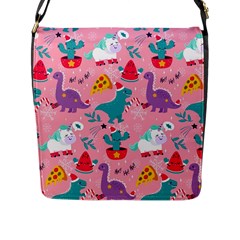 Colorful Funny Christmas Pattern Ho Ho Ho Flap Closure Messenger Bag (L)