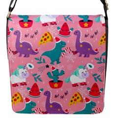 Colorful Funny Christmas Pattern Ho Ho Ho Flap Closure Messenger Bag (S)