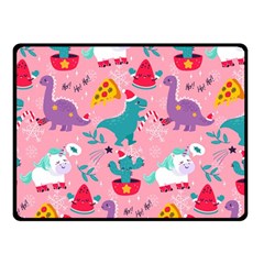 Colorful Funny Christmas Pattern Ho Ho Ho Double Sided Fleece Blanket (Small) 