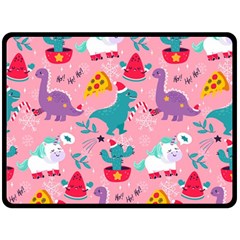 Colorful Funny Christmas Pattern Ho Ho Ho Double Sided Fleece Blanket (Large) 