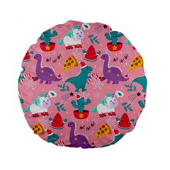 Colorful Funny Christmas Pattern Ho Ho Ho Standard 15  Premium Flano Round Cushions