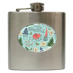 Vintage Christmas Pattern Hip Flask (6 Oz) by Vaneshart