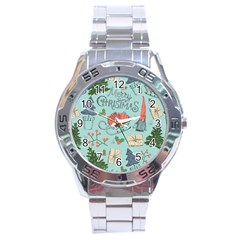 Vintage Christmas Pattern Stainless Steel Analogue Watch