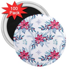 Watercolor Christmas Floral Seamless Pattern 3  Magnets (100 Pack)