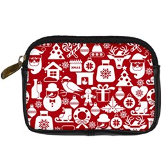 Christmas Seamless Pattern Icons Digital Camera Leather Case by Vaneshart